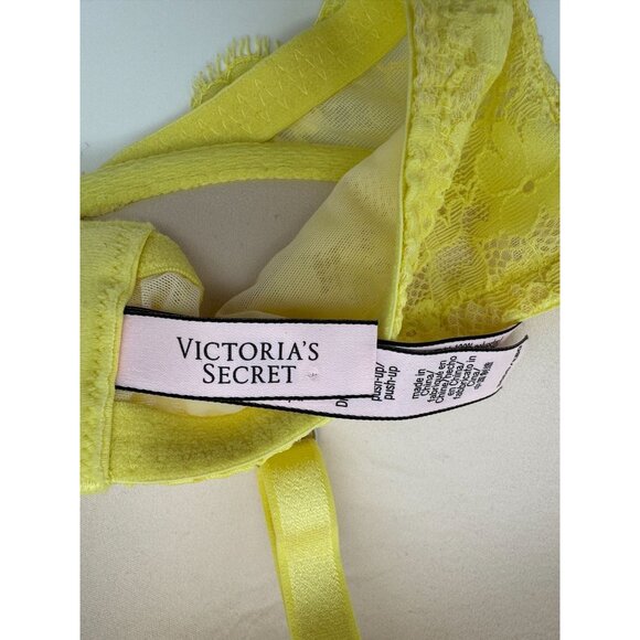 Victoria's Secret Dream Angels Push-Up Bra Yellow Lace Padded Underwire 36DD - Picture 6 of 8